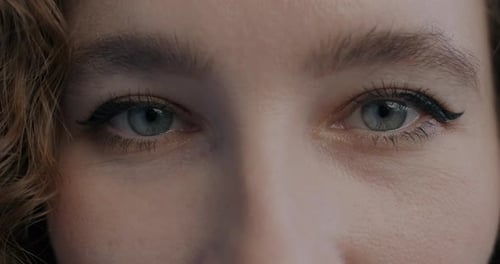 Closeup Portrait of Beautiful Female Eyes Looking at Camera with No Emotion