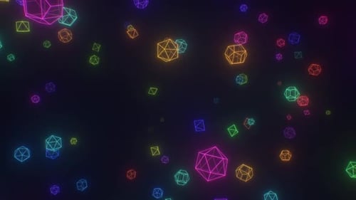 Vibrant Neon Geometric Solids Seamless Loop Background