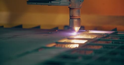Plasma Laser Cutting Metal Sheet with Sparks Welding