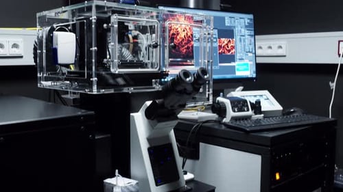 Aufbau einer hochmodernen digitalen Mikroskopstruktur mit sehr sauberen und sterilen Oberflächen für Wissenschaftler