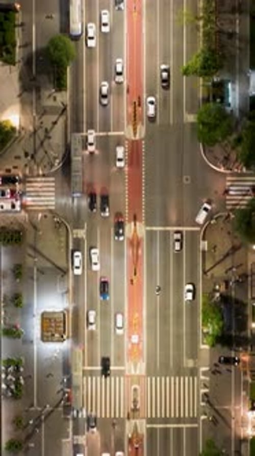 Top view Paulista Avenue at downtown Sao Paulo Brazil. Business Office