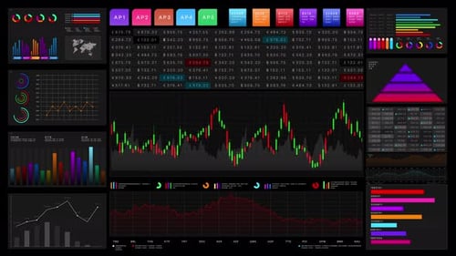Animated Modern Business Data Analysis Interface Display