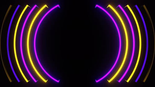 Violetter und gelber Neonlichtwellen-Hintergrund Vj Loop In 4K
