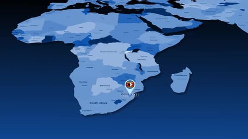 Animated World Map Zooming to Swaziland Location