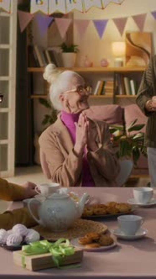 Seniors Celebrate Birthday with Cake and Tea