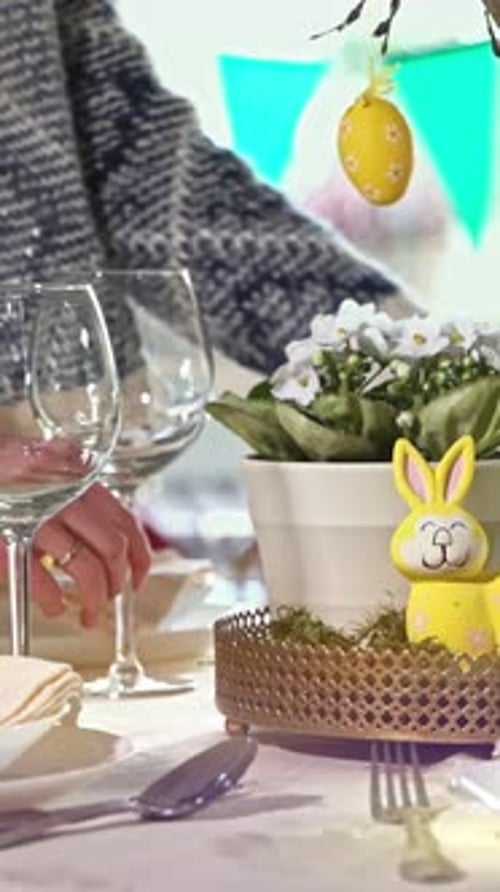 Festive Easter Holiday Table Decoration with Bunny