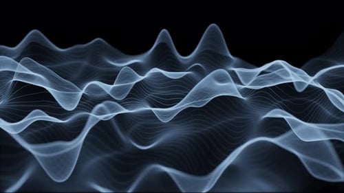 4K Wave line flowing particles abstract background, curvy shape dots fluid array. 3d shape dots mesh