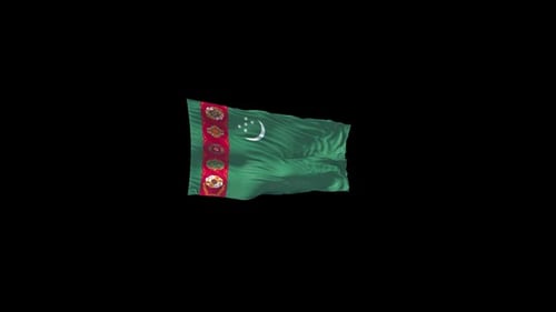 Turkmenistan National Flag Waving Realistic Loop