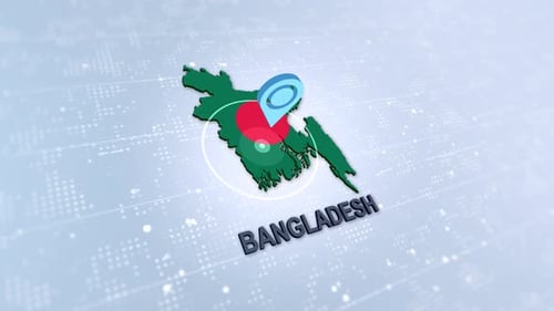 Bangladesh Map with Location Pin and Digital Background