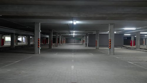 Static Background of Underground Parking the Parking of an Office Building with Concrete Walls