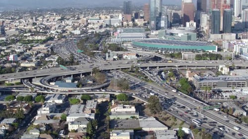 Los Angeles, California / USA - July 16, 2017: Downtown LA Skyline