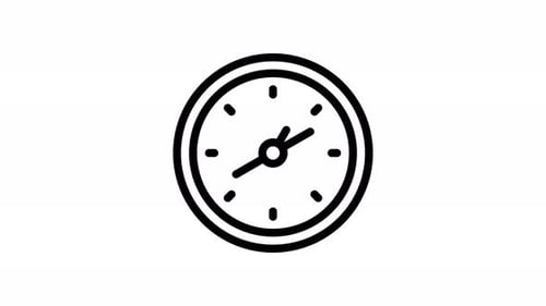 Animated Outline Clock Icon for Time and Schedule Concepts
