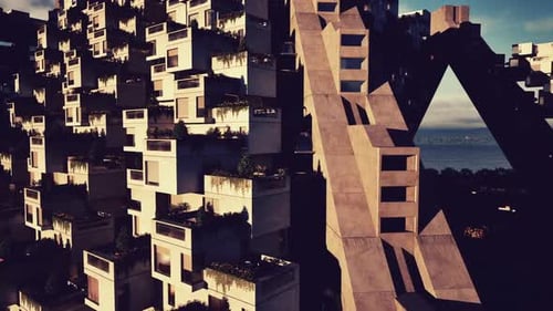 Diseño arquitectónico único de apartamentos de varios niveles con vista al paisaje