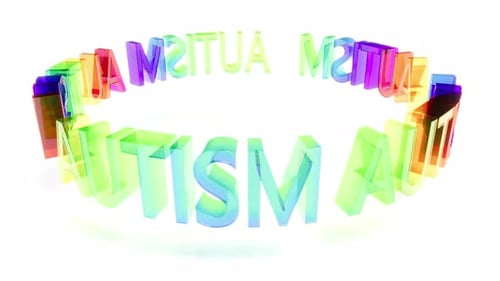 Color Glass Text Autism on White Bg Able to Loop Endless