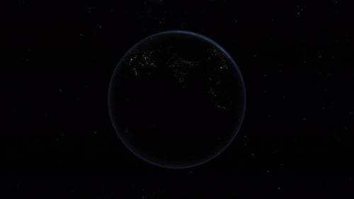 3D Earth Globe Rotating in Dark Space