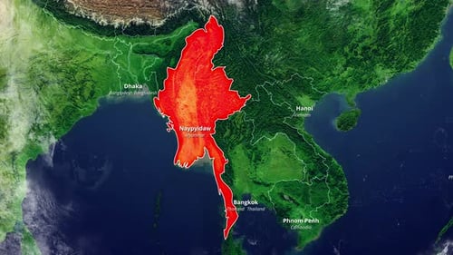 Zoom-Karte von Myanmar 2D