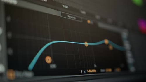 Music sequencer - equalizer at work The process of creating music on a computer, screen