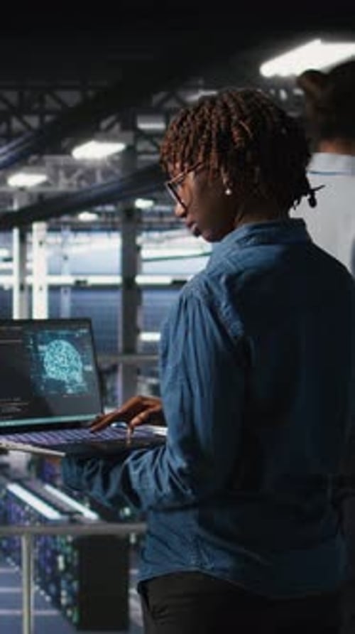 Vertical Video System Administrators in Data Center Monitoring AI LLM Visualization