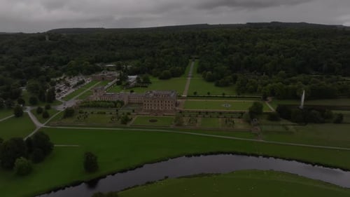 Chatsworth House Derbyshire UK aerial view