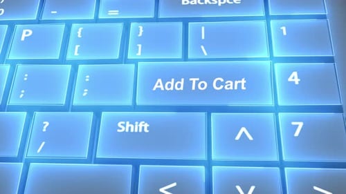 Futuristic Computer Keyboard Add To Cart Text on Key