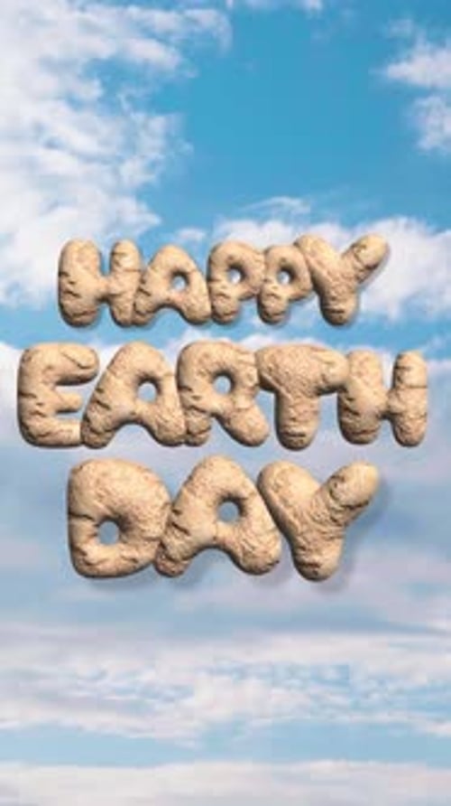 Happy Earth Day Earthy Wobbly 3D Text Animation