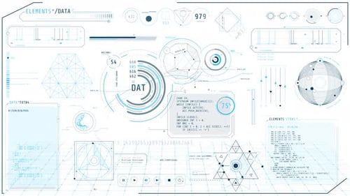 Pantalla animada de alta tecnología con diferentes operaciones de procesamiento de datos