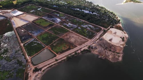 Mining Pit with Different Filtration Areas on River Bank