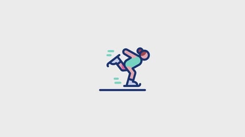 Animated Flat Design Ice Skater Icon