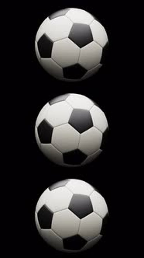 Vertical Isolated 3D Soccer Balls Rotating Loop with Alpha Channel