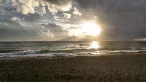 Beautiful Sea Waves and White Sand Beach in the Turkish City