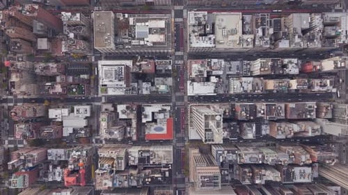 Aerial View Capturing Midtown Manhattan's Intricate Urban Grid Revealing Towering Skyscrapers