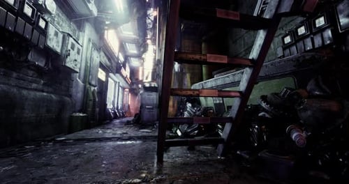 Gritty Cyberpunk Alley Flythrough With Futuristic Lighting