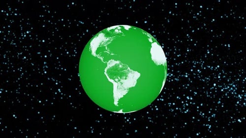 Rotating Green Earth Globe in Space 3D Animation