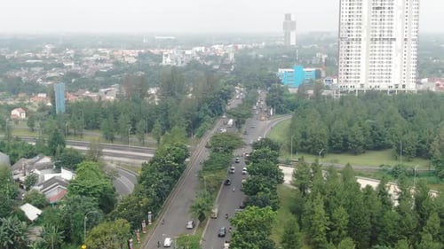 Jakarta Drone BSD Interchange Highway and Railway, South Tangerang Aerial Drone Highway
