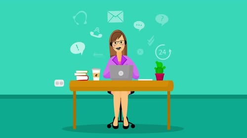 Office Operator With Headset Talking With Clients 4K