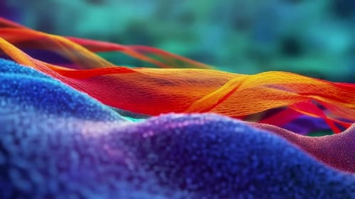 Malha ondulada abstrata e fundo de partículas com cores vibrantes