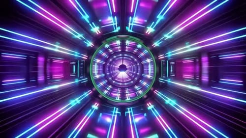 Futuristic Neon Sci Fi Tunnel Loop Motion Graphics