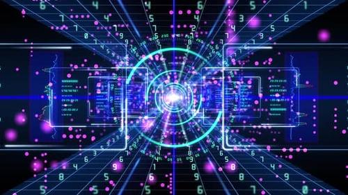 4 K Animation Futuristic Technological Digital Cyberspace Abstract Motion Background Loop.