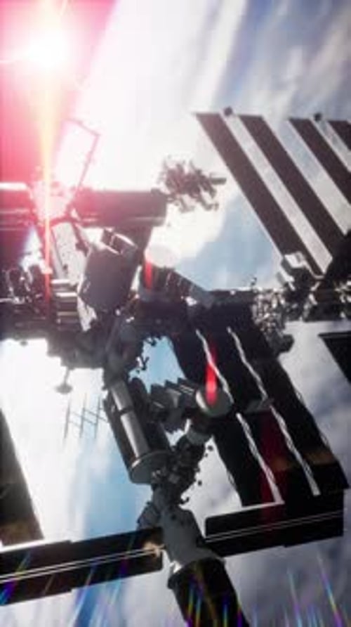 View of the Earth and International Space Station is Orbiting Vertical