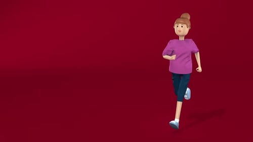 3D Animated Woman Running Loop for Health and Fitness Content