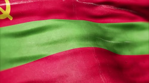 Distressed Waving Flag with Hammer and Sickle Symbol Animation