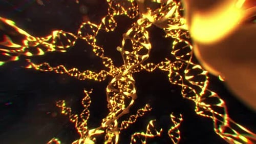 Abstract Golden DNA Strands and Fluid Structures Seamless Loop