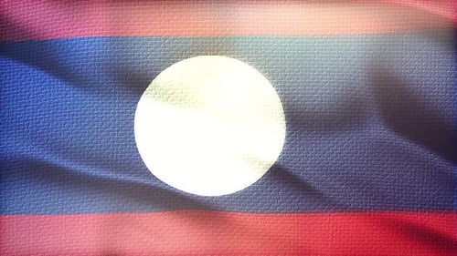 Waving Laos National Flag Seamless Loop Animation