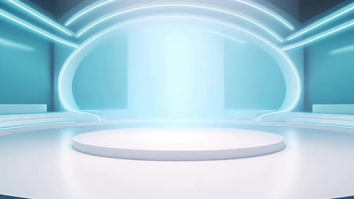 Futuristic Abstract Virtual Stage with Glowing Neon Light Loop