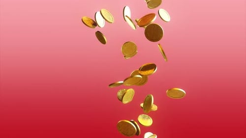Golden Coins Falling and Accumulating Motion Background