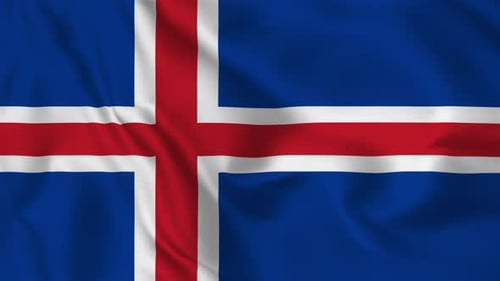 Realistic Waving Flag of Iceland Loop Animation