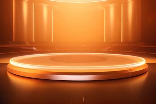 podium Futuristic showcase with platform for product displaying. Empty modern stage display
