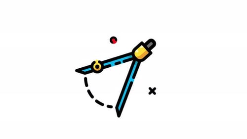 Animated Drawing Compass Icon with Flat Design Style