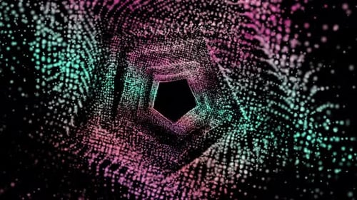 Futuristic Digital Particle Tunnel Loop Animation