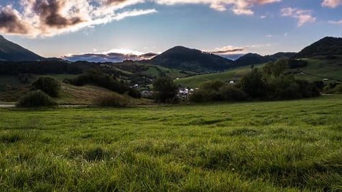 Sunset in Green Countryside